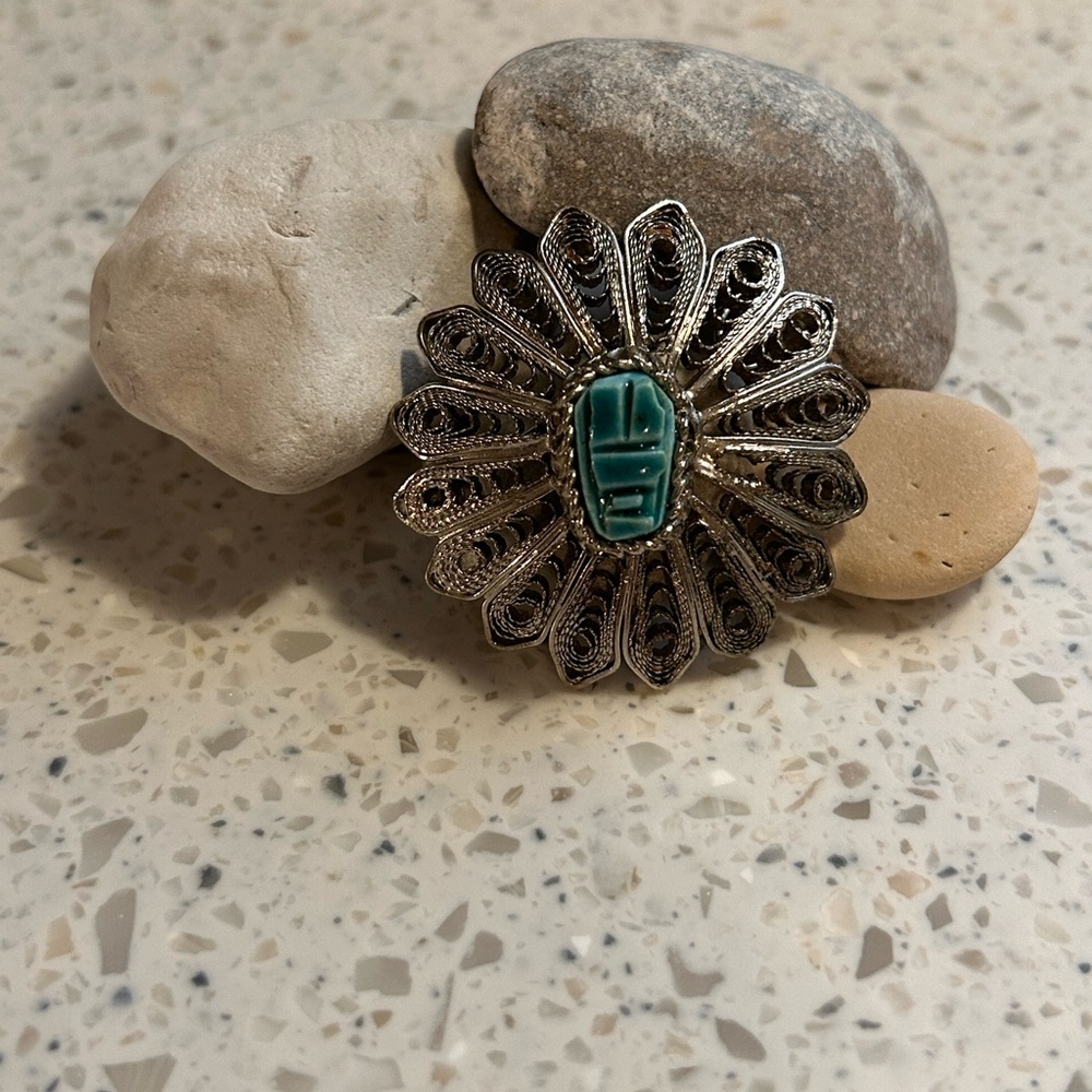 Vintage Egyptian Scarab Brooch *Rare-Handmade*